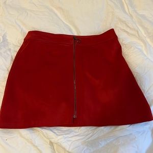 Zara red microsuede mini skirt